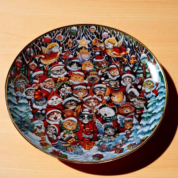 Franklin Mint Bill Bell “Santa Claws” Collectible Cat Plate Limited Edition - Picture 1 of 9